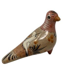 Tonala Mexican Bird Folk Art Pottery Pheasant Design Vintage Hand Painted